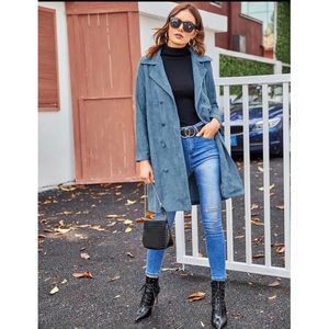 Blue Corduroy Trench Coat